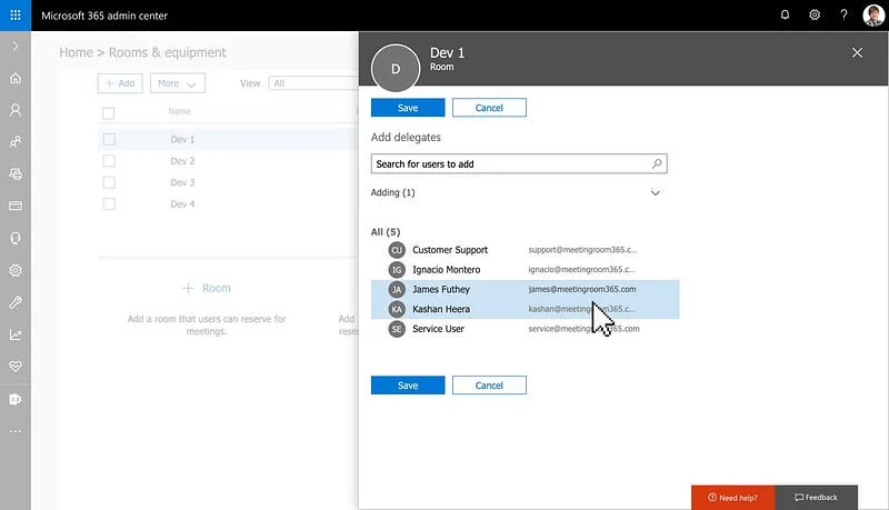 Delegate picker listing organisation users with one selected to add