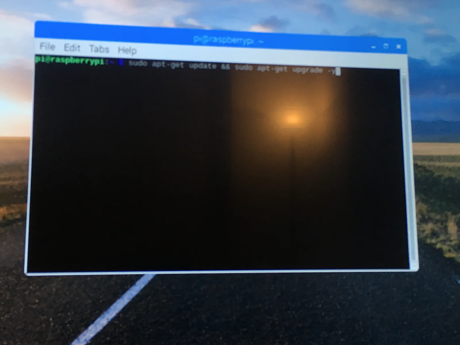 Raspberry Pi terminal running apt-get update and upgrade