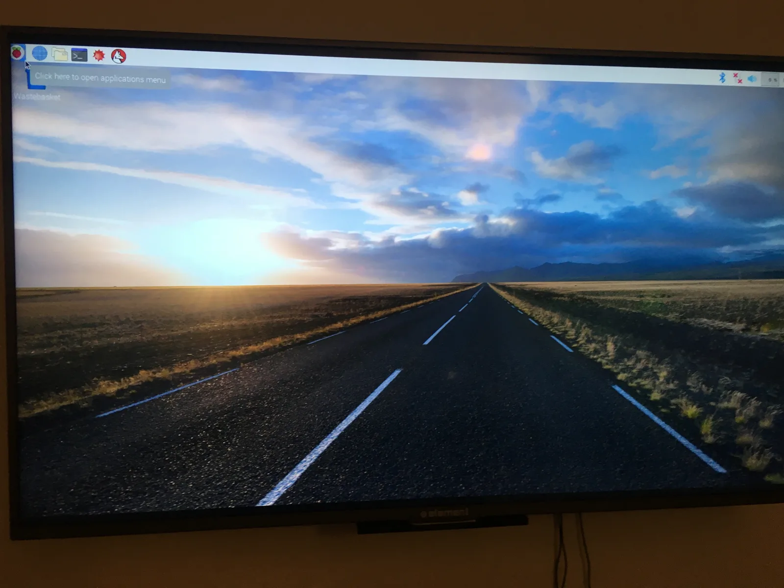 Raspbian desktop displayed on a television