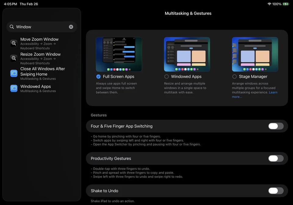 Settings > Multitasking & Gestures > Windowed Apps