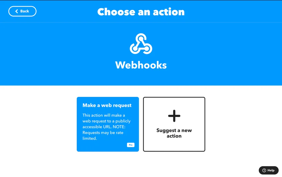 IFTTT Webhooks Make a web request action