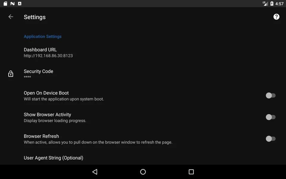 Wallpanel Settings