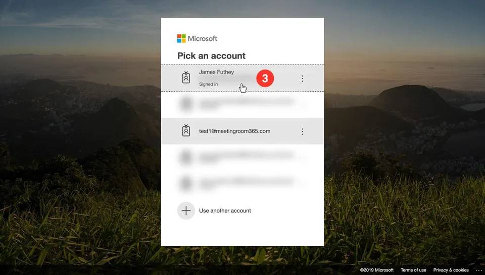 Microsoft Pick an account sign-in screen