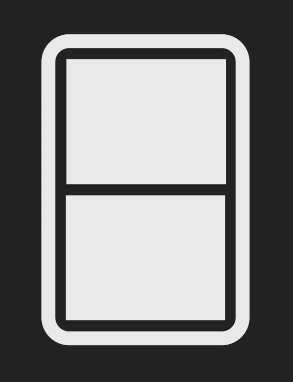 Stacked split screen layout icon: one panel above the other